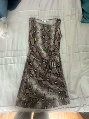 Diane von Furstenberg Brown Snake-Print Tie-Waist Dress